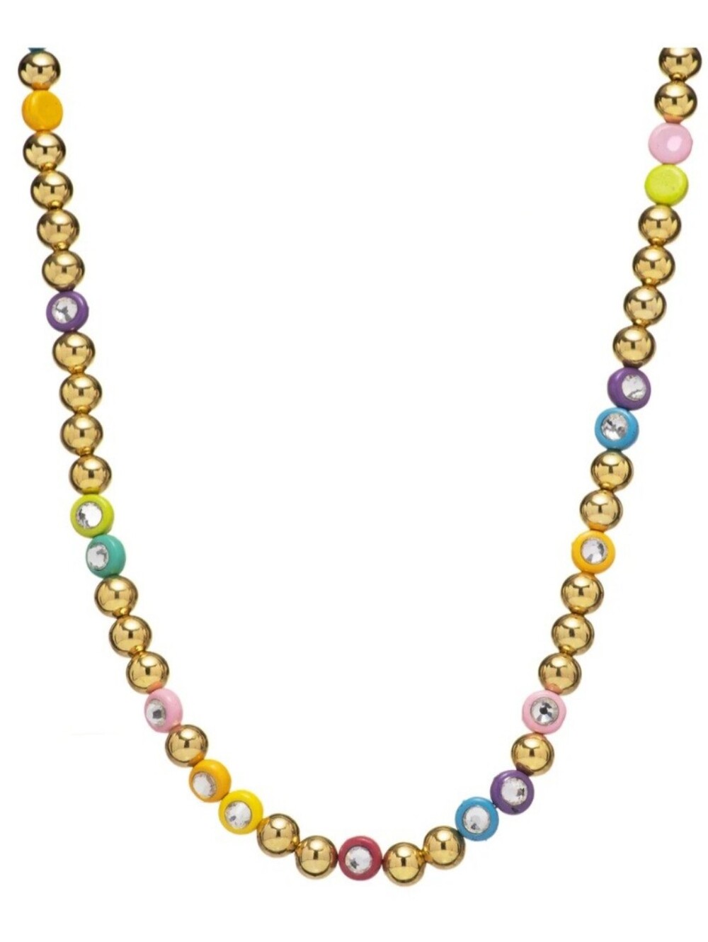 Gold Bead Necklace with Colorful Accent Beads